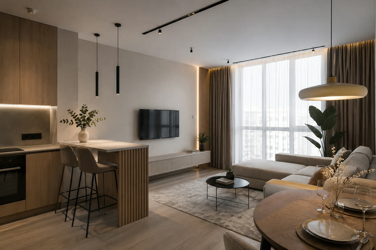 Квартира-студия 58 м² — дизайнерский ремонт